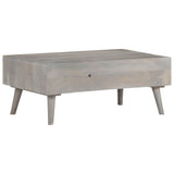 Coffee Table Grey 100x60x40 cm Solid Rough Mango Wood - Top-Down View