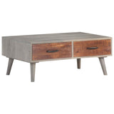 Coffee Table Grey 100x60x40 cm Solid Rough Mango Wood - Extra Image