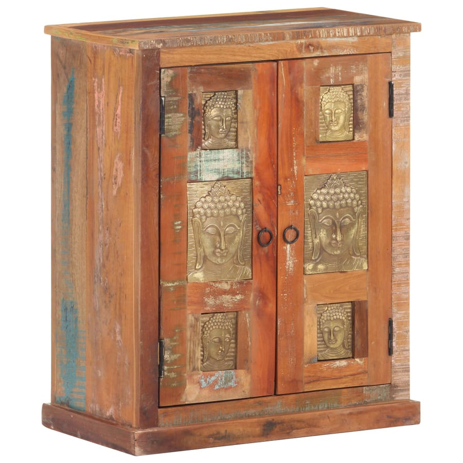 Sideboard With Buddha Cladding 60x35x75 Cm Solid Reclaimed Wood