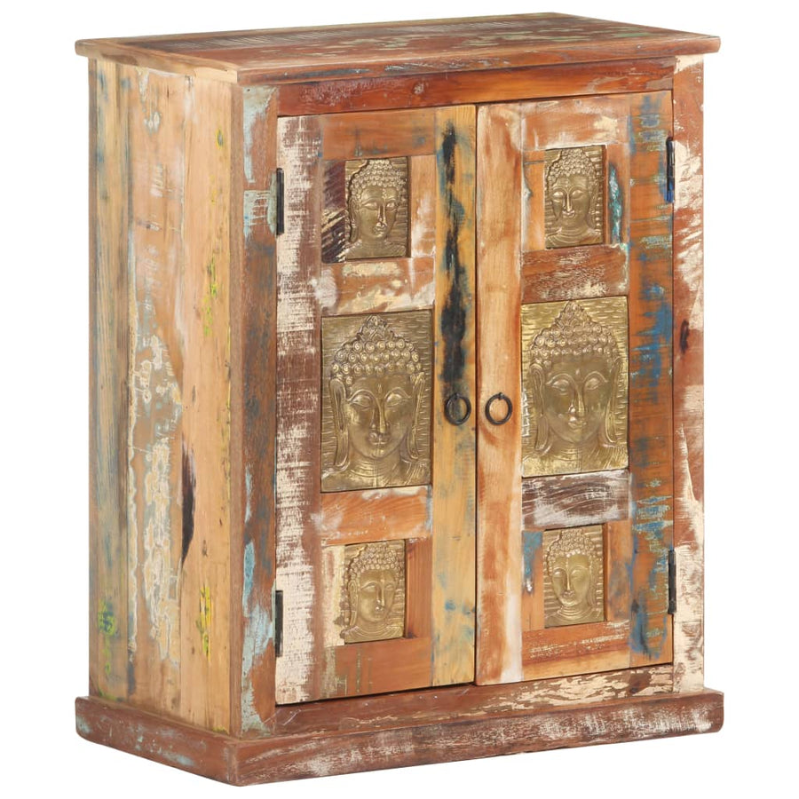 Sideboard With Buddha Cladding 60x35x75 Cm Solid Reclaimed Wood
