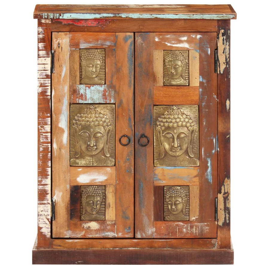 Sideboard With Buddha Cladding 60x35x75 Cm Solid Reclaimed Wood