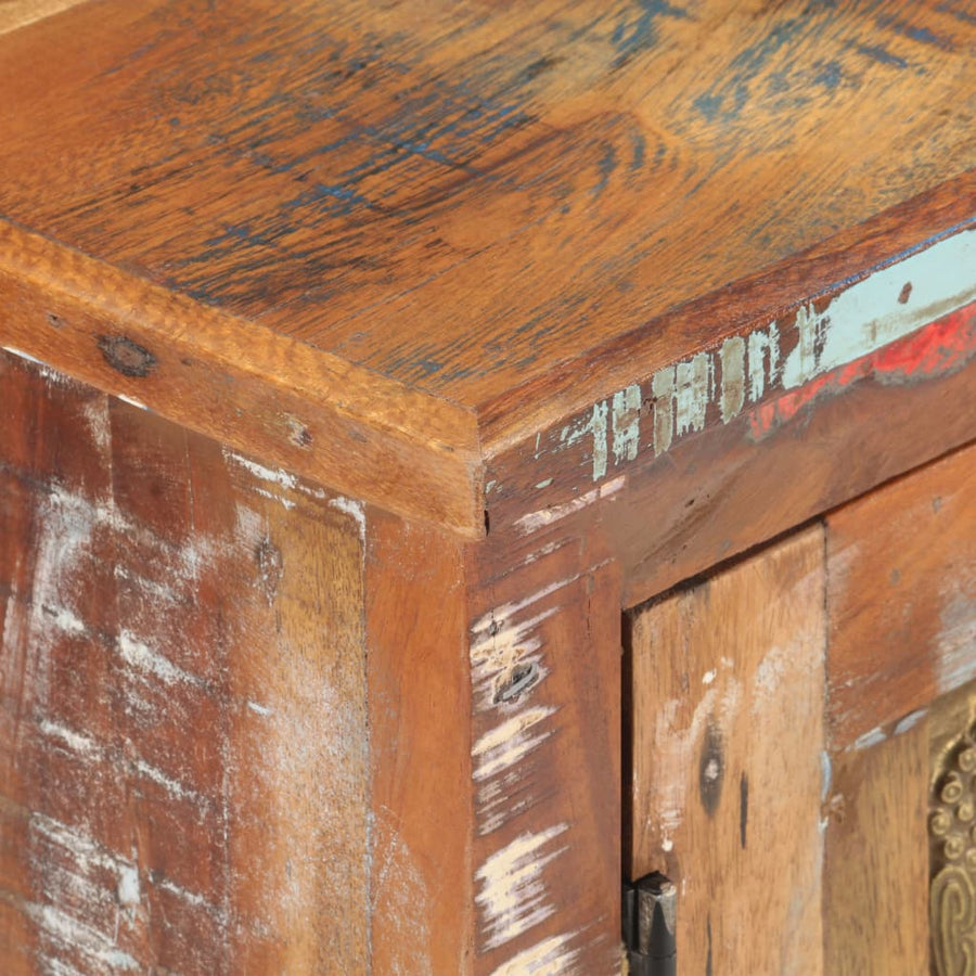 Sideboard With Buddha Cladding 60x35x75 Cm Solid Reclaimed Wood