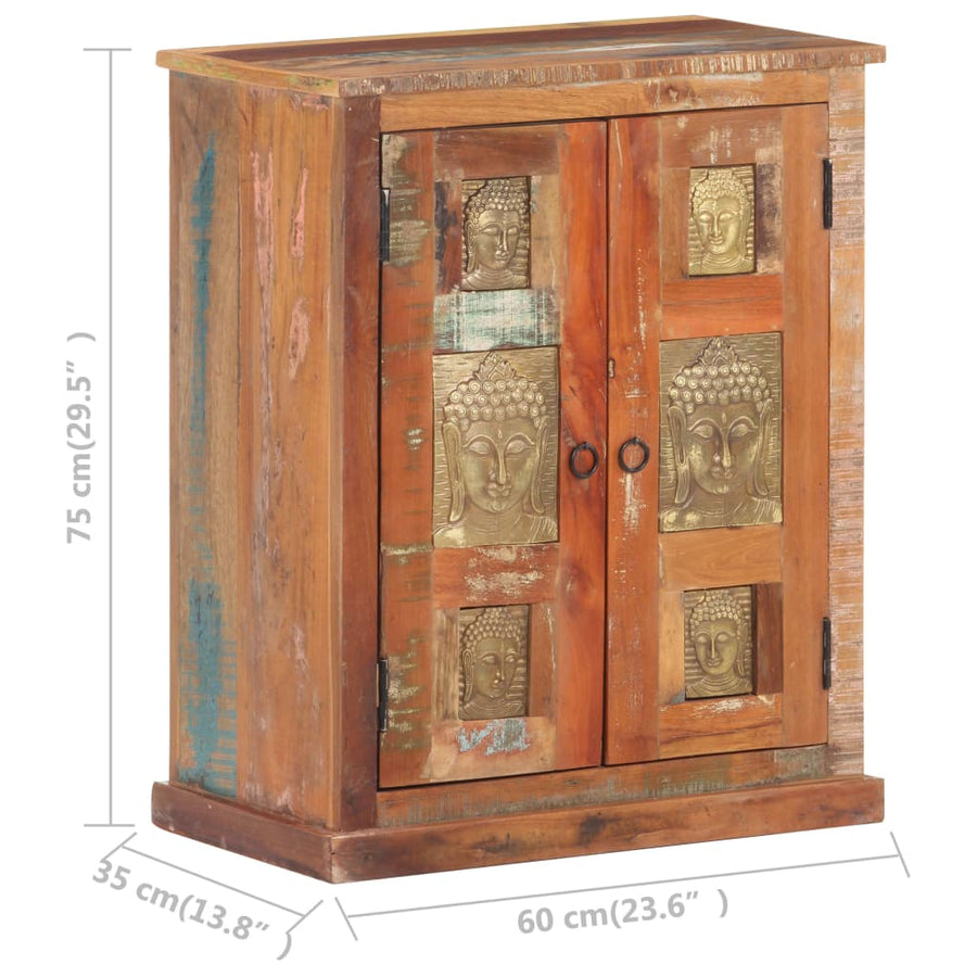 Sideboard With Buddha Cladding 60x35x75 Cm Solid Reclaimed Wood