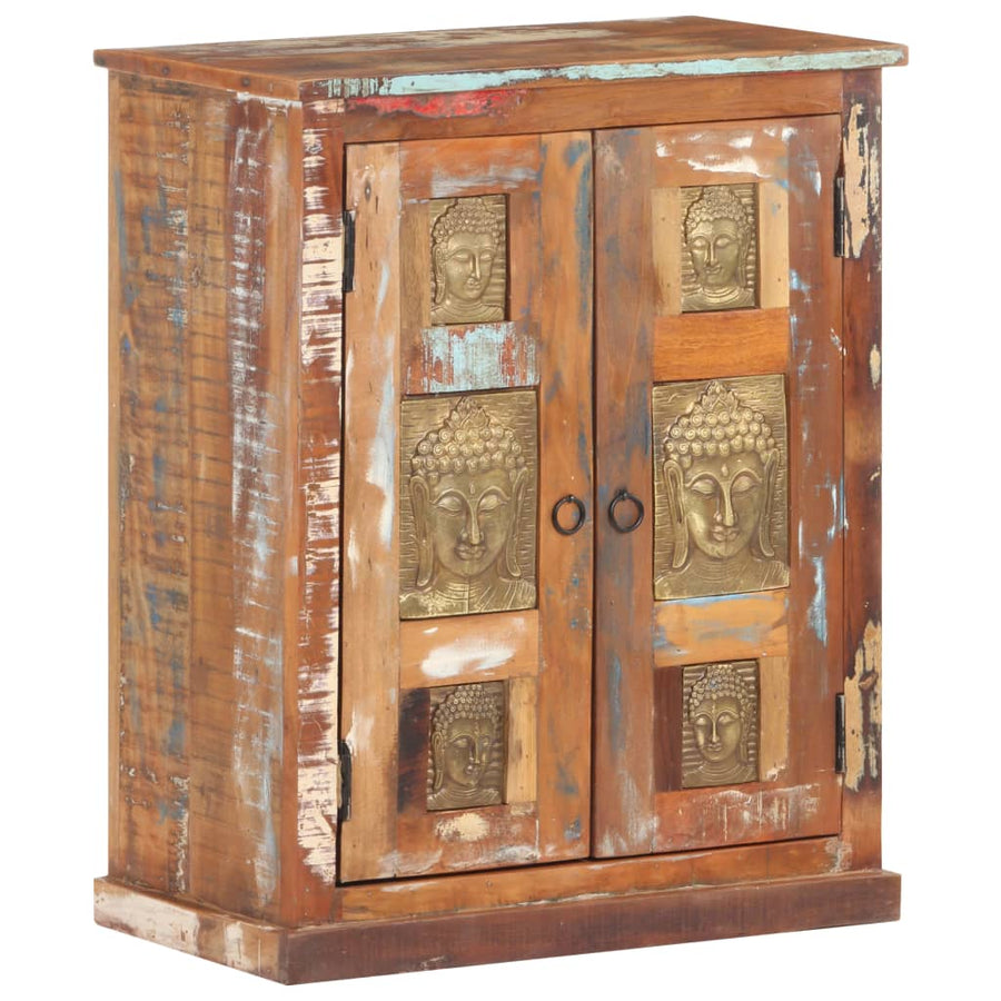 Sideboard With Buddha Cladding 60x35x75 Cm Solid Reclaimed Wood