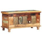 Storage Box With Buddha Cladding 90x35x45 Cm Reclaimed Wood - Low Angle