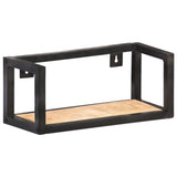 Wall Shelves 2 pcs 40 cm Rough Mango Wood - Front View