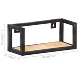 Wall Shelves 2 pcs 40 cm Rough Mango Wood - Close-Up Angle