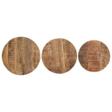 Side Tables 3 pcs Rough Mango Wood - 45-Degree Angle
