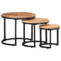 Side Tables 3 pcs Solid Acacia Wood