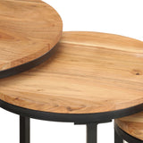 Side Tables 3 pcs Solid Acacia Wood - Rear View