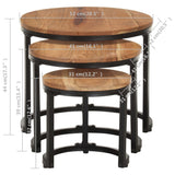 Side Tables 3 pcs Solid Acacia Wood - Low Angle