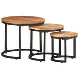Side Tables 3 pcs Solid Acacia Wood - Extra Image