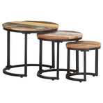 Side Tables 3 pcs Solid Reclaimed Wood