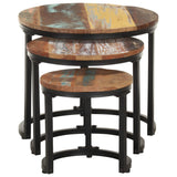 Side Tables 3 pcs Solid Reclaimed Wood - Front View