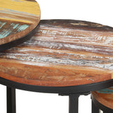 Side Tables 3 pcs Solid Reclaimed Wood - Rear View