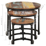 Side Tables 3 pcs Solid Reclaimed Wood - Low Angle