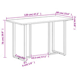 Dining Table 120 cm Solid Reclaimed Wood - Rear View