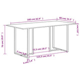 Dining Table 160 cm Solid Reclaimed Wood - Close-Up Angle
