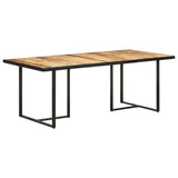 Dining Table 200 cm Rough Mango Wood - Low Angle