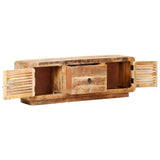 TV Cabinet 120x30x40 cm Rough Mango Wood - Front View