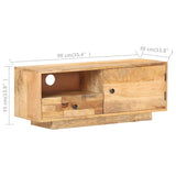 TV Cabinet 90x30x35 cm Solid Mango Wood - Rear View