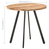 Dining Table 80 cm Solid Acacia Wood - Top-Down View