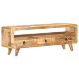 TV Cabinet 117x30x41 cm Solid Rough Mango Wood - Low Angle