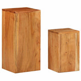 Plant Stands 2 pcs Solid Acacia Wood - Front View