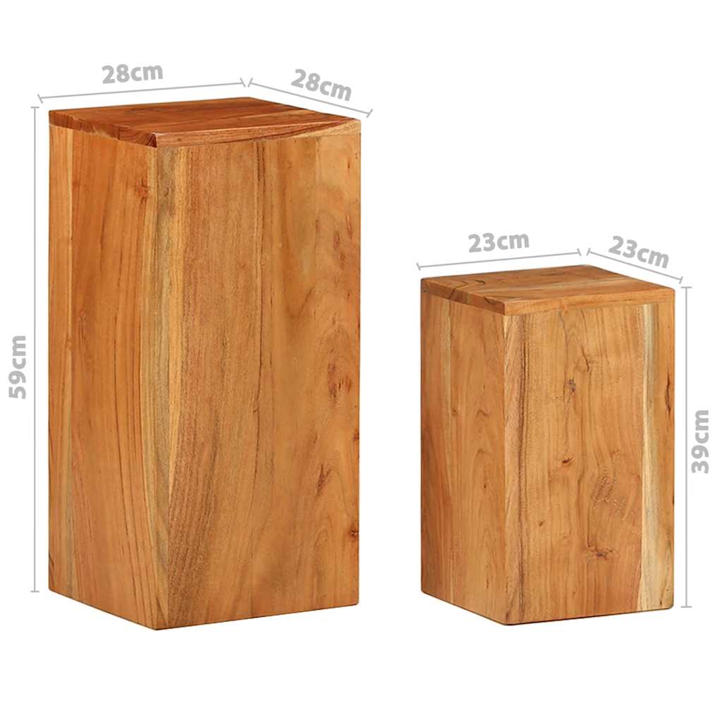 Plant Stands 2 pcs Solid Acacia Wood