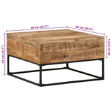 Coffee Table 68x68x41 cm Rough Mango Wood - Extra Image