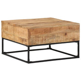 Coffee Table 68x68x41 cm Rough Mango Wood - Side View