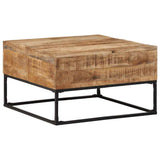 Coffee Table 68x68x41 cm Rough Mango Wood - Top-Down View