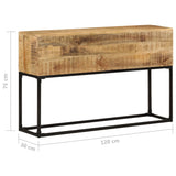Console Table 120x30x75 cm Rough Mango Wood - Close-Up Angle