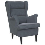 Armchair Dark Grey Velvet - Front View