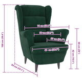 Armchair Dark Green Velvet - Low Angle