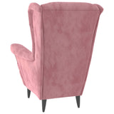 Armchair Pink Velvet - 45-Degree Angle