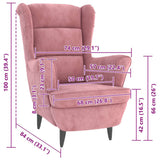 Armchair Pink Velvet - Close-Up Angle