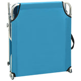 Folding Sun Lounger with Canopy Steel Turquoise and Blue - Top-Down View