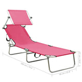 Folding Sun Lounger with Canopy Steel Magento Pink - Extra Image
