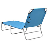 Folding Sun Lounger Steel and Fabric Turquoise Blue - Top-Down View