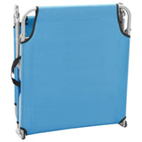 Folding Sun Lounger Steel and Fabric Turquoise Blue - 45-Degree Angle