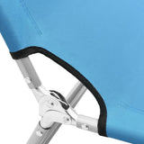 Folding Sun Lounger Steel and Fabric Turquoise Blue - Rear View