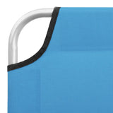 Folding Sun Lounger Steel and Fabric Turquoise Blue - Close-Up Angle