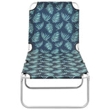 Folding Sun Lounger Steel and Fabric Leaves Print - Front View