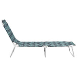 Folding Sun Lounger Steel and Fabric Leaves Print - Side View