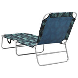 Folding Sun Lounger Steel and Fabric Leaves Print - Top-Down View