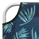 Folding Sun Lounger Steel and Fabric Leaves Print - Rear View