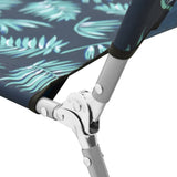 Folding Sun Lounger Steel and Fabric Leaves Print - Close-Up Angle