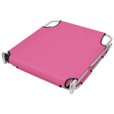 Folding Sun Lounger with Head Cushion Steel Magento Pink - Top-Down View