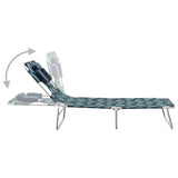 Folding Sun Lounger with Head Cushion Steel Leaves Print - Side View